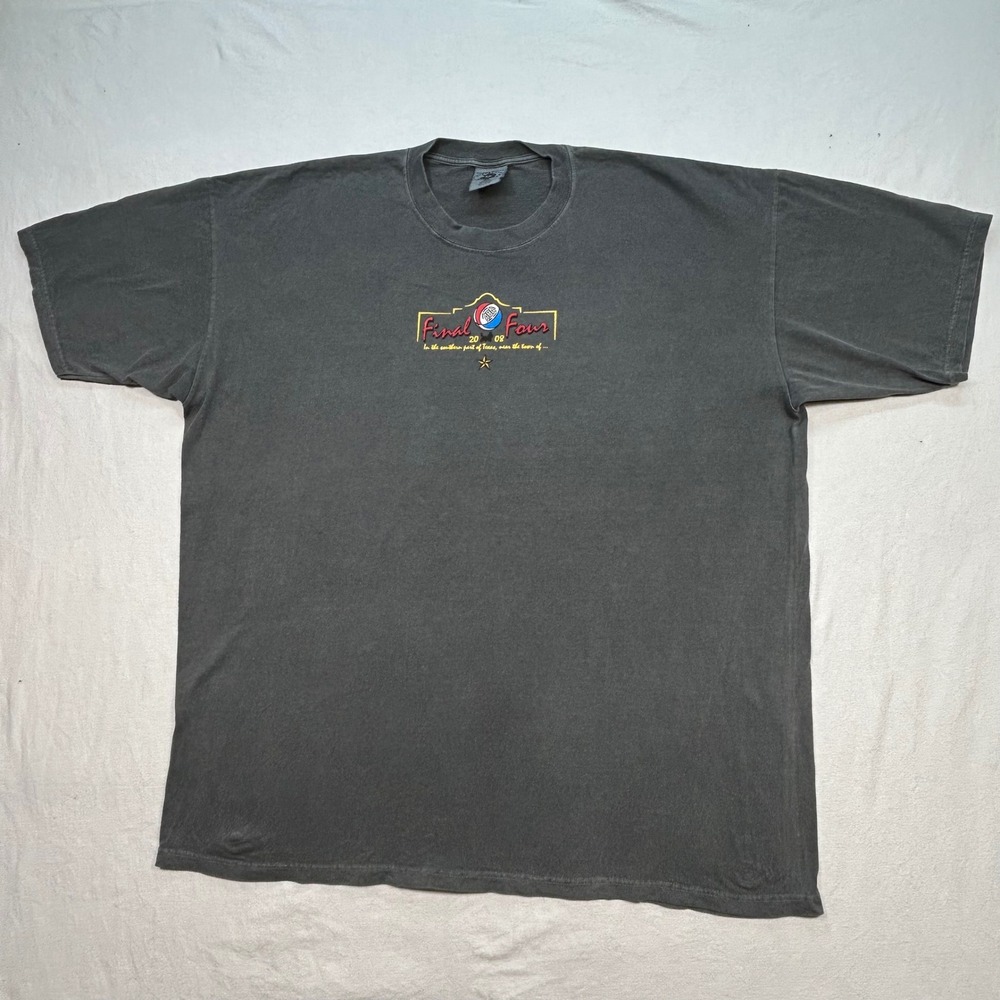 Authentic Pigment T Shirt 2XL Mens Black Final Four 2008 ABA Basketball Graphic